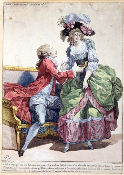 Modeplatte von 1785 von Francois Louis Joseph Watteau